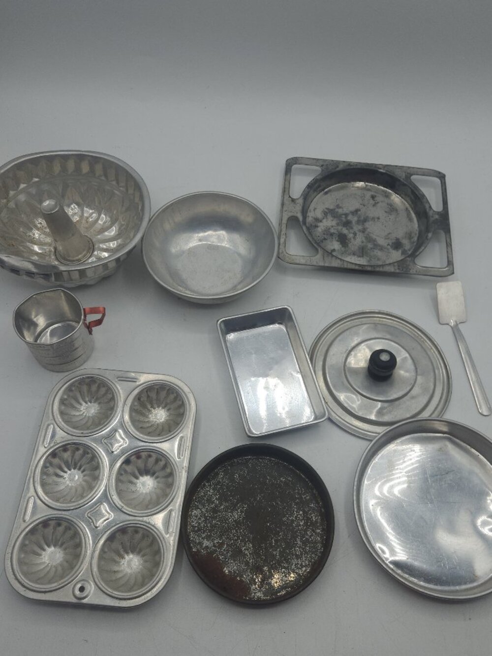 Vintage Aluminum Child's Baking Cooking Toys